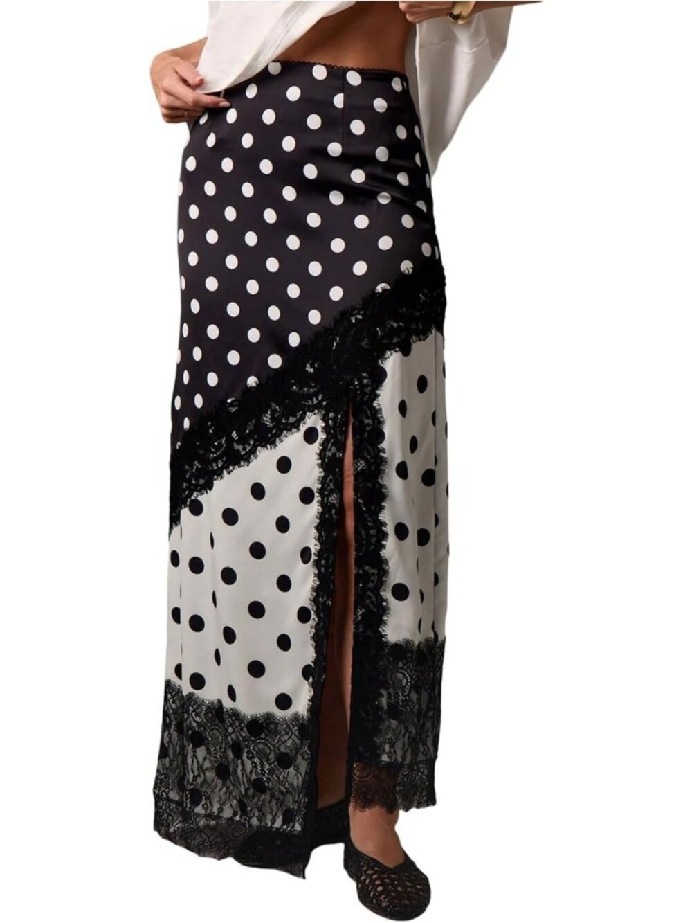 Trendy Women's Lace Polka Dot Maxi Skirt - Perfect for Fall Outfits & Events